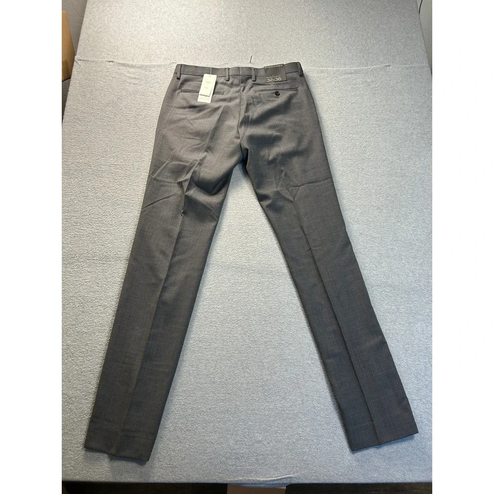 Banana Republic Dress Pants Mens 32x36 Gray Wool Slim Fit Nano-Tex Trousers